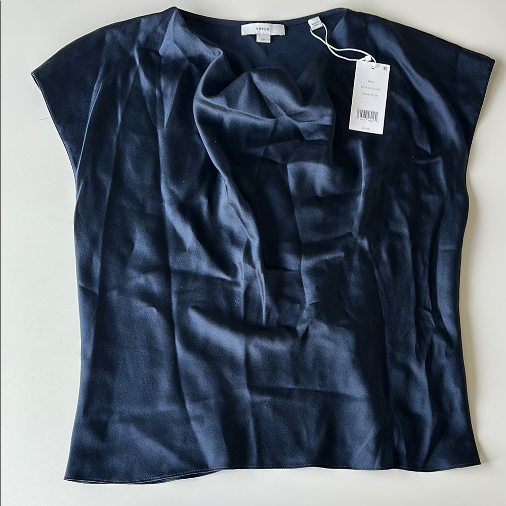 Vince Navy Blouse with Relaxed Fit
